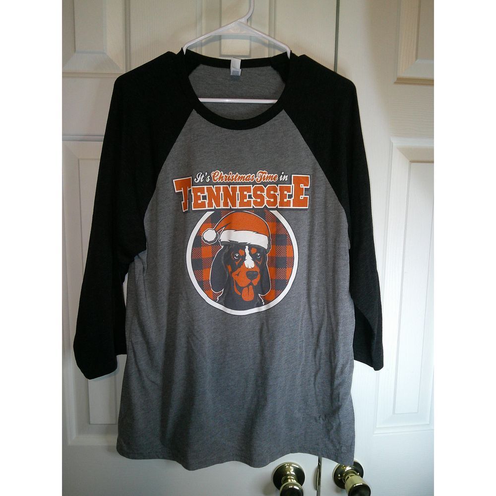 Christmas Time in Tennessee Dog‎ Baseball Raglan Tee Holiday Graphic T-Shirt AS
